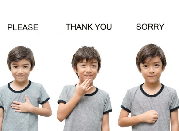 Please, thank you, sorry kid hand sign language