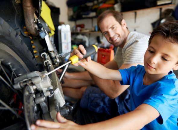 helping dad with tools